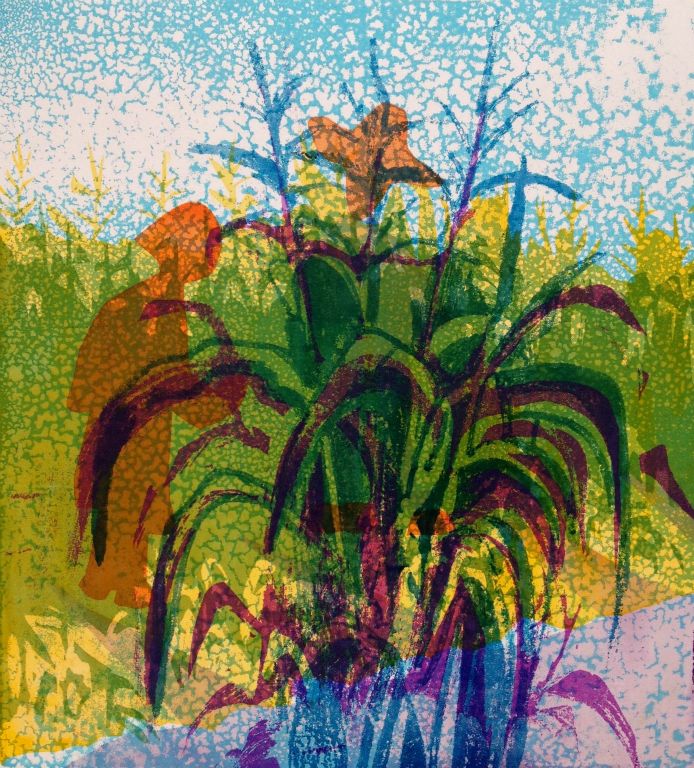 Harvest at Dawn, silkscreen on paper, 14"H x 11"W